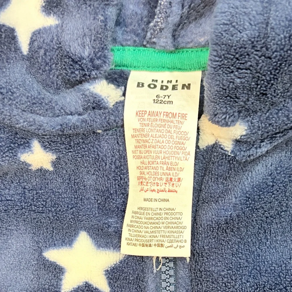 Mini Boden Navy Star Fleece onsie 6-7y